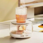 Xiaomi Sothing Smart Drink Warmer Coaster with Candlelight Effect keeping a coffee mug warm on a desk 1